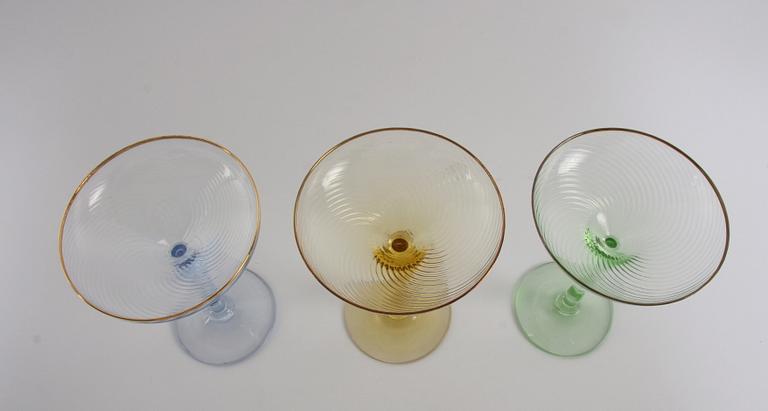 CHAMPAGNESKÅLAR, 10 st, glas, Trelleborgs glasbruk.