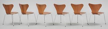 STOLAR, 6 st, "Sjuan", Arne Jacobsen, Fritz Hansen. 1960/70-tal.