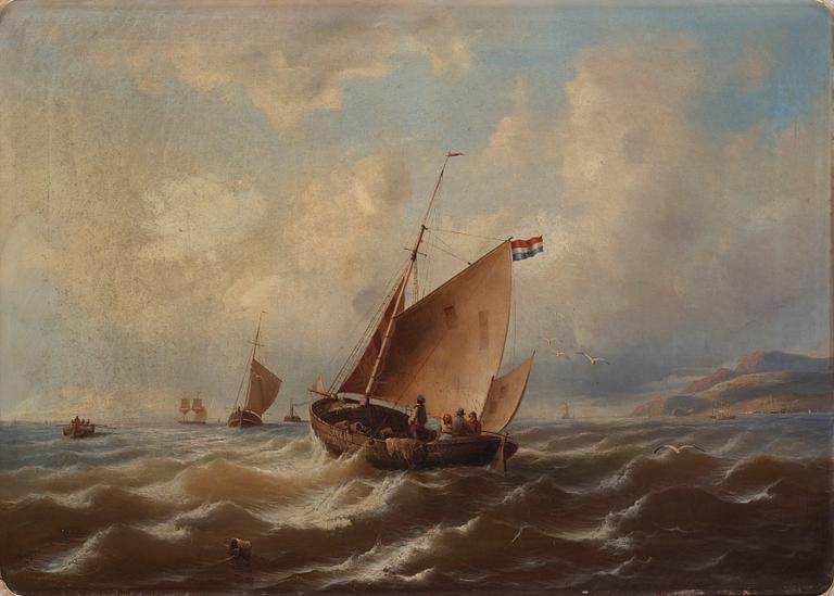 Ferdinand Friedrich Weiss, Marine with sailing ship off the coast.