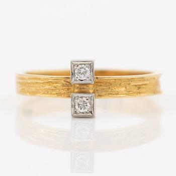 Lapponia, ring 18K guld med en åttkantslipad diamant, Finland 1978.