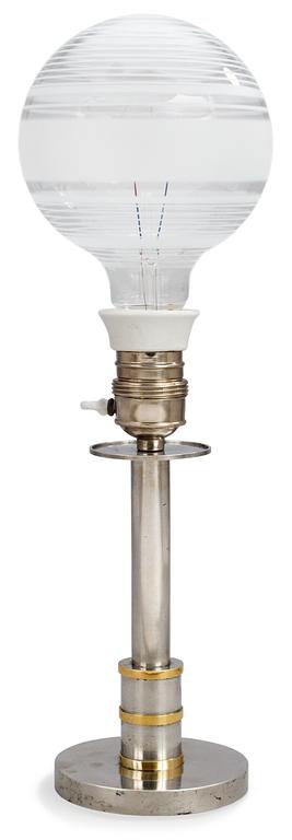 A Firma Svenskt Tenn pewter and brass table lamp, possibly Björn Trägårdh, 1930.