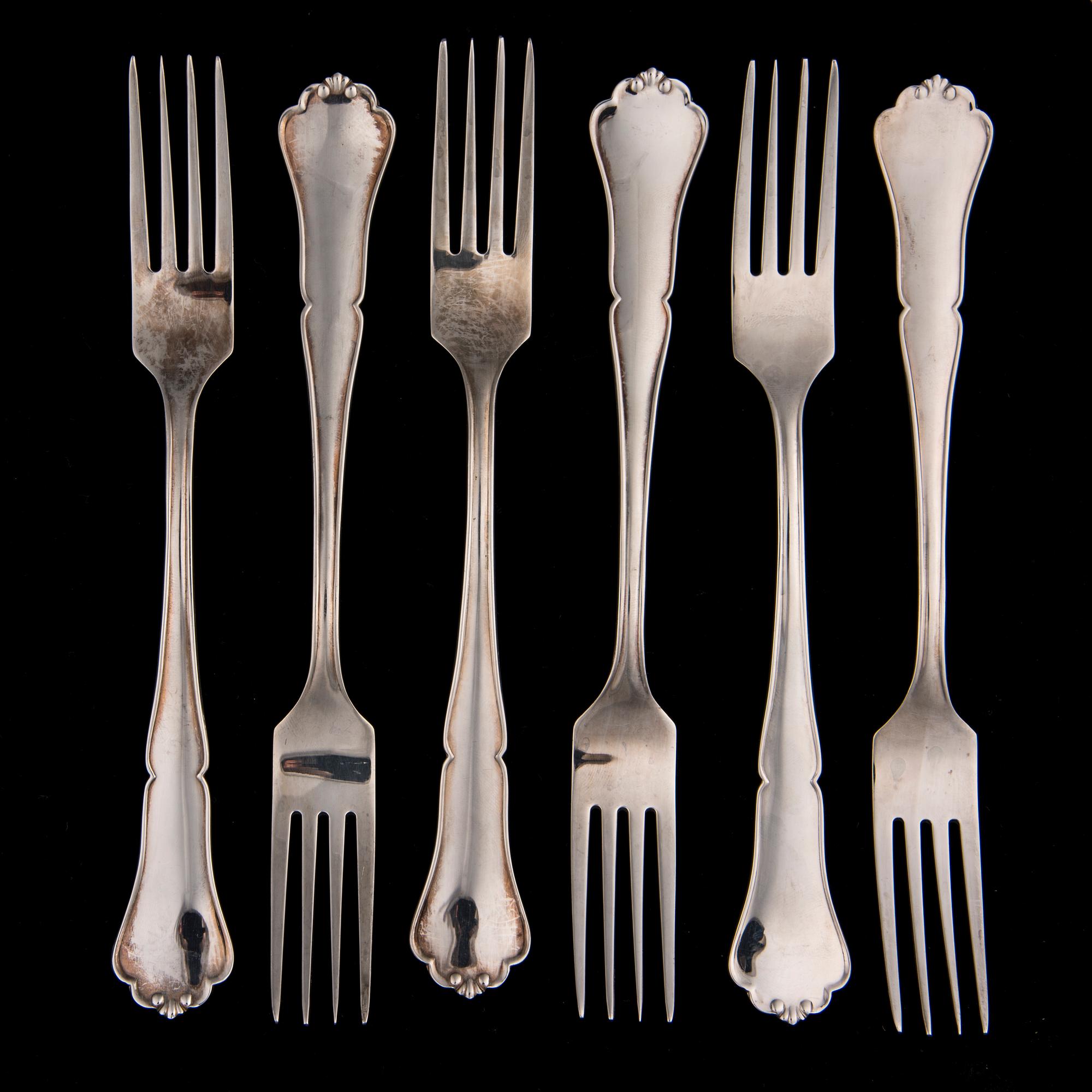 BESTICK, silver, 6+6 st "Chippendale", 2004.