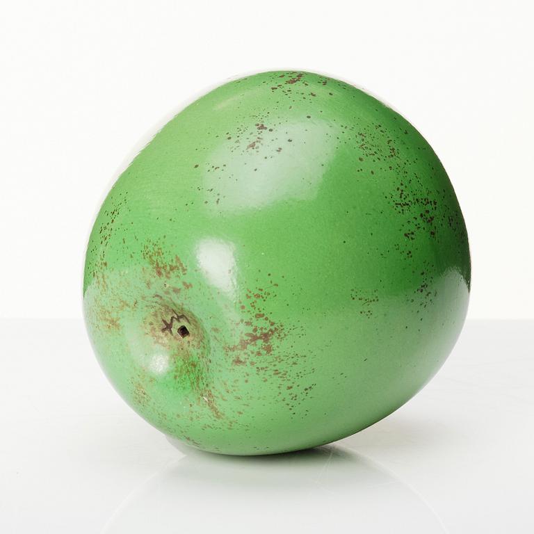 Hans Hedberg, a faience sculpture of a green glazed apple, Biot France.