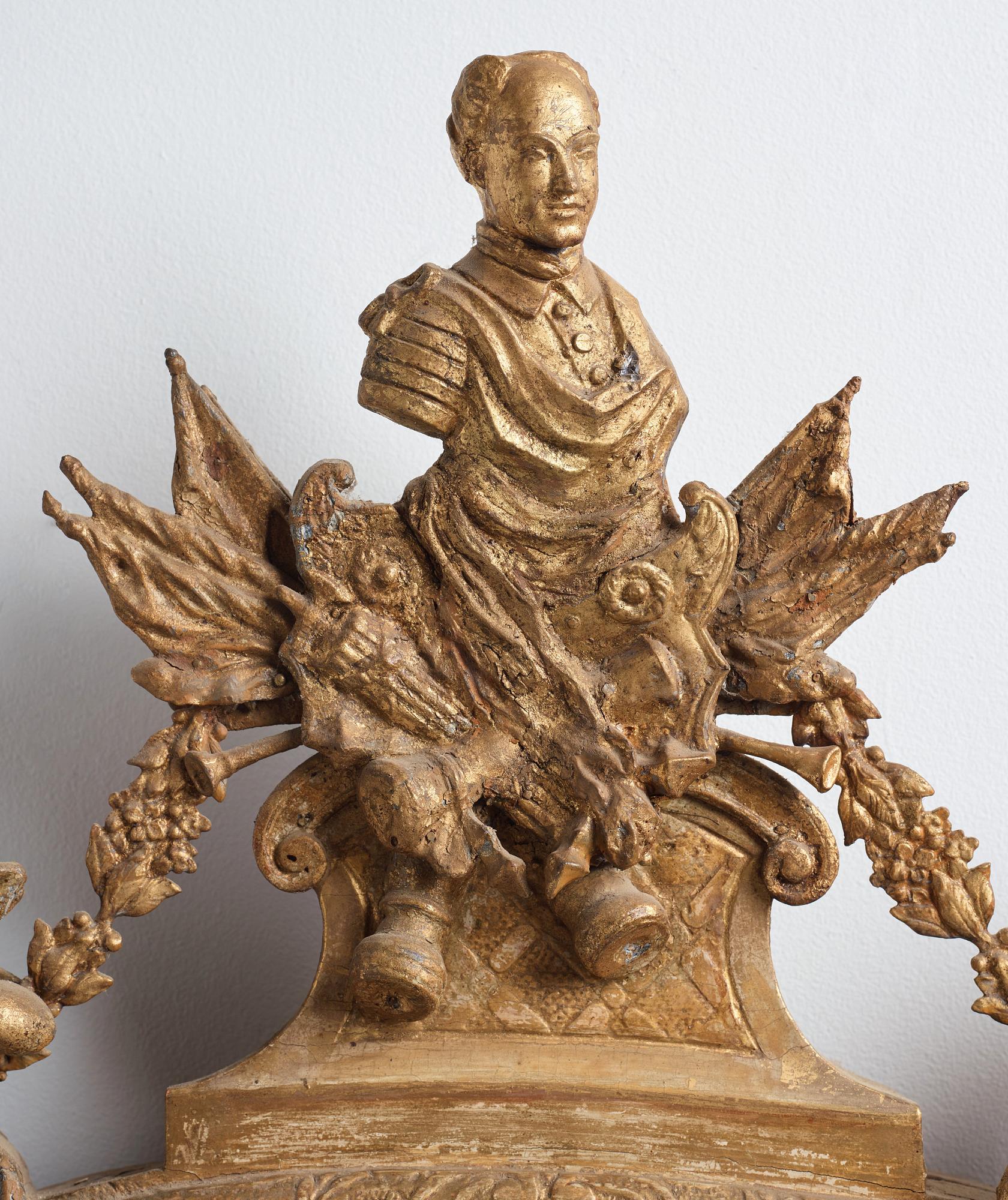 SPEGEL, motiv av Karl XII, av Burchardt Precht, 1700-talets början (verksam i Stockholm 1674-1738).