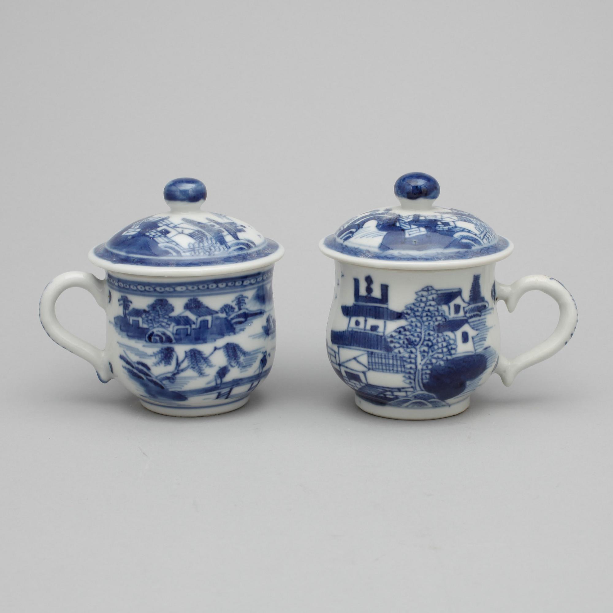 CREMEKOPPAR, 6 st, porslin, Kina, Jiaqing, 1800-tal.