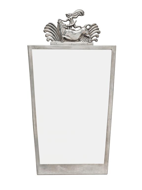 A Swedish Grace pewter mirror, dated 1930.