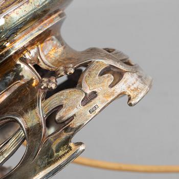 Bordslampa, nysilver, jugend, 1900-talets början.