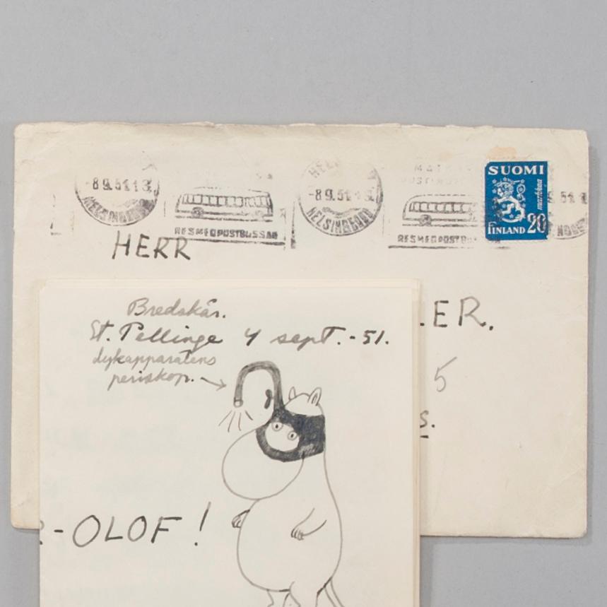 TOVE JANSSON, brev daterat 4 sept. -51, och bok "Småtrollen och den stora översvämningen", Helsingfors 1945.