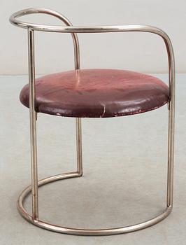 An Eskil Sundahl chromed steel and red leather armchair, Sweden 1930's.