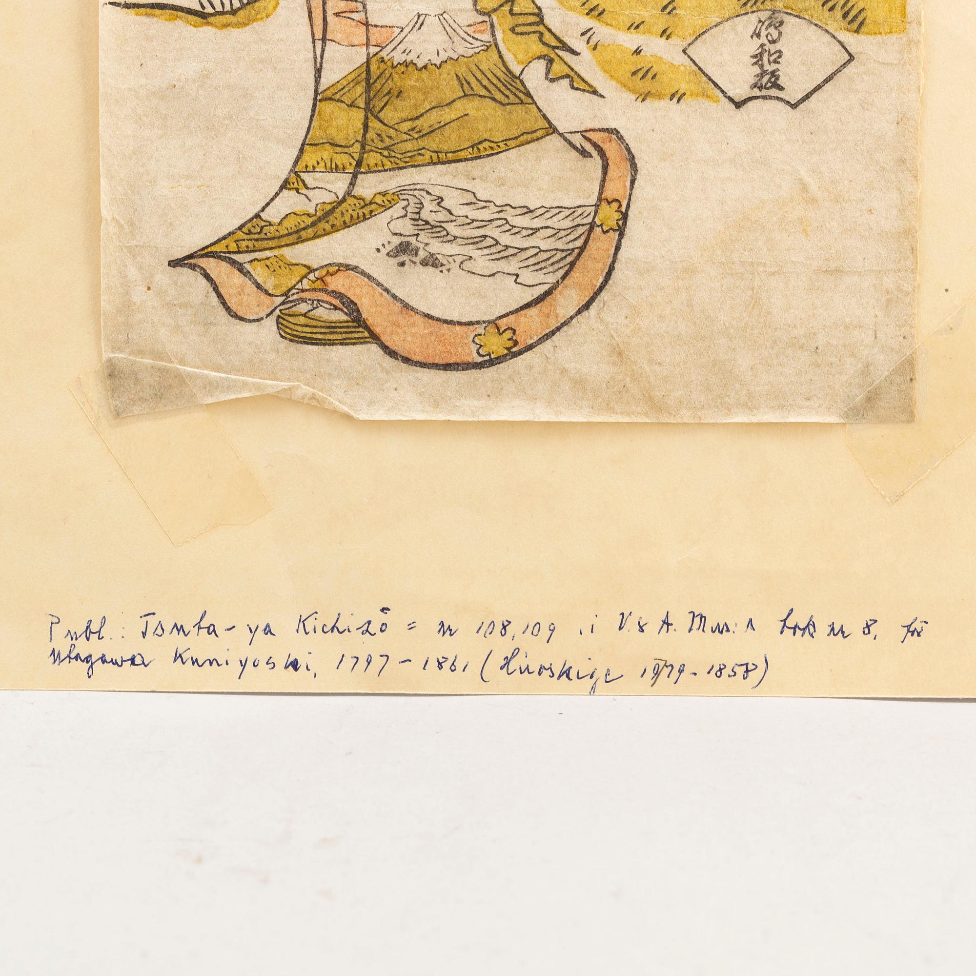 Two Japanese woodblock prints, 19th century.