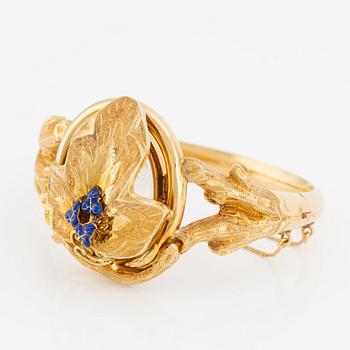 Bangle, 18K gold with enamel.