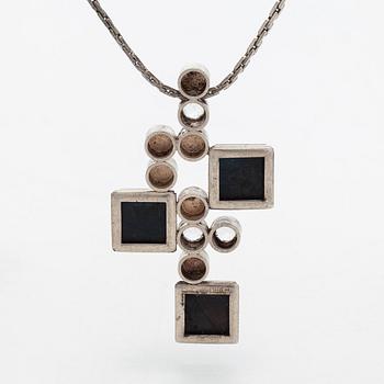 Elis Kauppi, pendant and bracelet, silver, spectrolite, Kupittaan Kulta, Turku 1965.