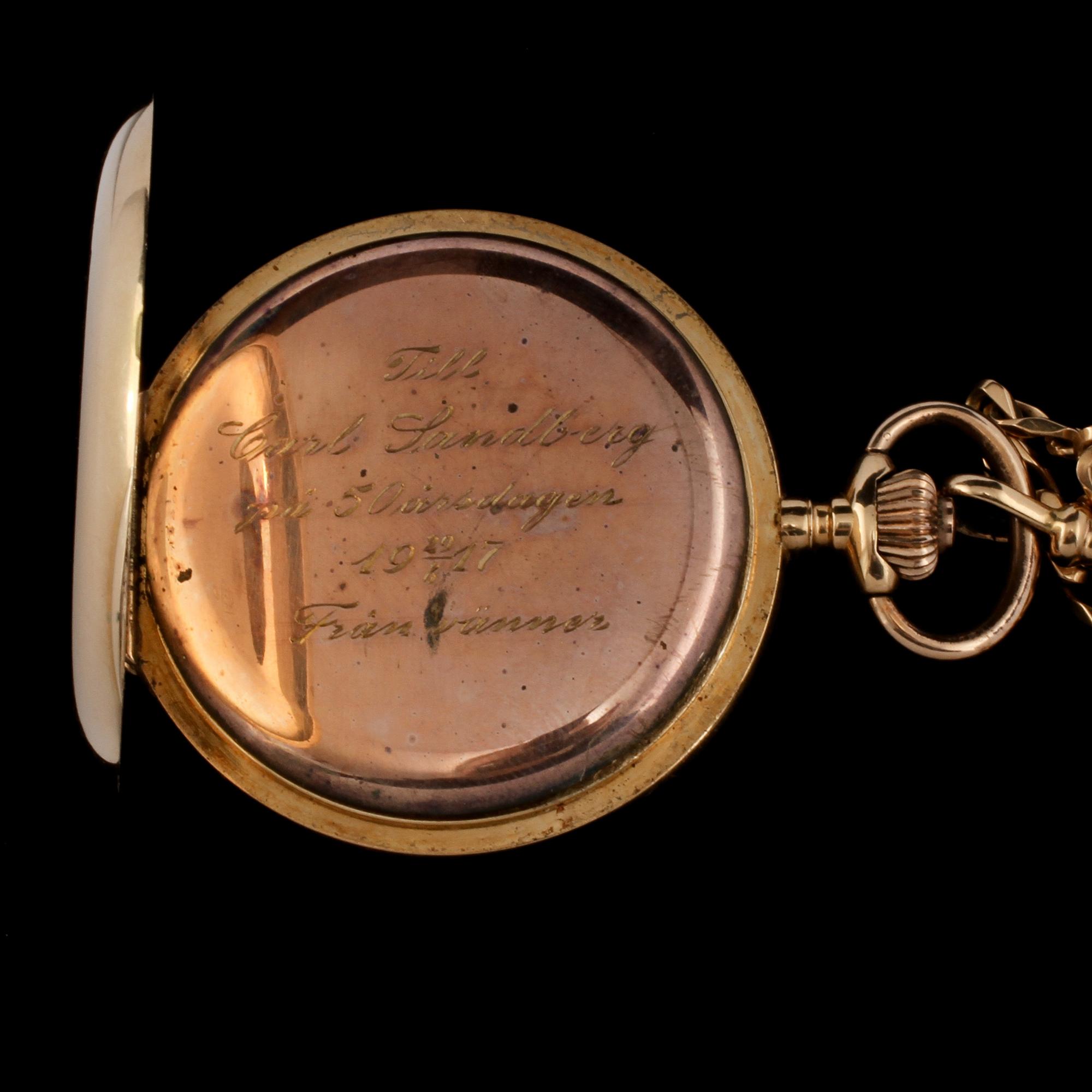 FICKUR, savonett, 18k guld,1900-talets början. Vikt 130 g.