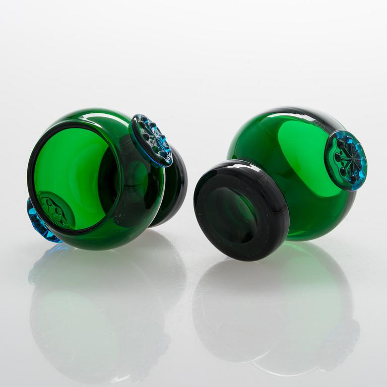 Nanny Still, glas, 2 st, "Flower power" Riihimäen Lasi OY.