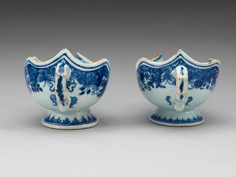 A pair of blue and white sauce boats, Qing dynasty, Qianlong (1736-95).