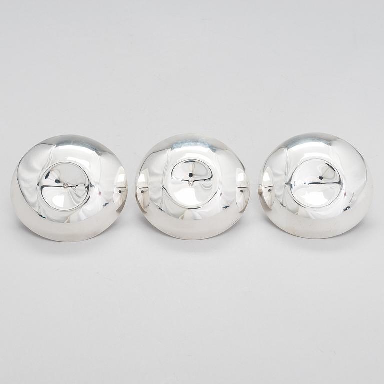 TAPIO WIRKKALA, LJUSSTAKAR, 3 st, silver, Hopeatehdas Oy, Helsingfors 1957-65.