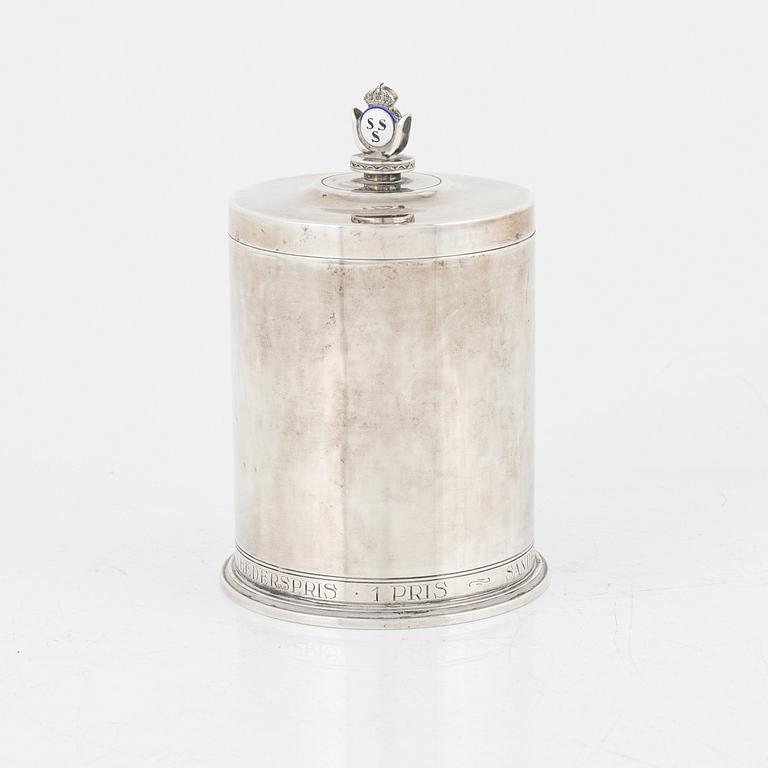 A Swedish sterling silver jar with lid, mark of Atelier Borgila, Stockholm 1934.