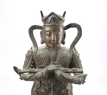 A Chinese Ming-style bronze figurine 20th century.