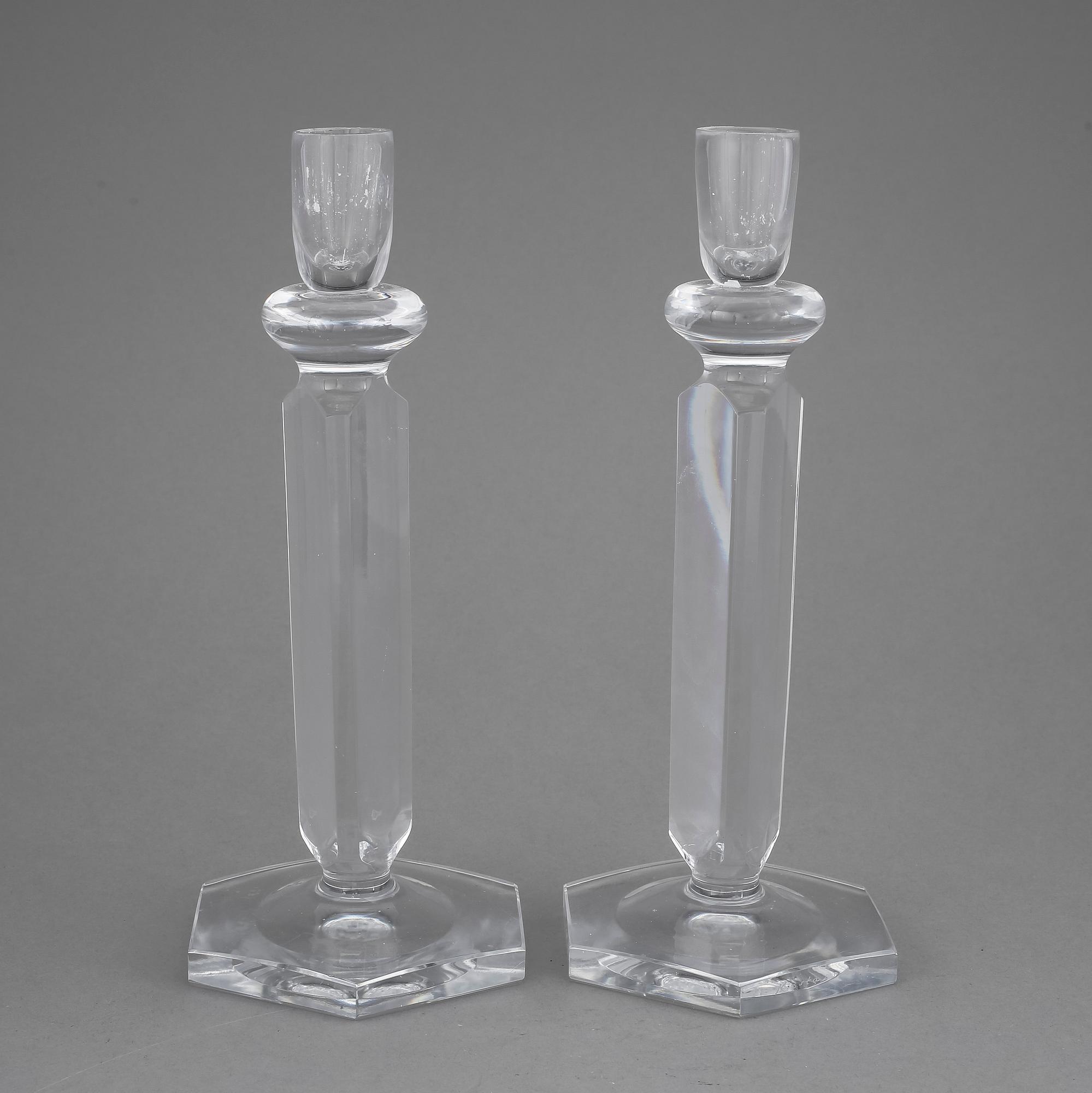 LJUSSTAKAR, ett par, glas, Vicke Lindstrand, Kosta, 1960-tal.