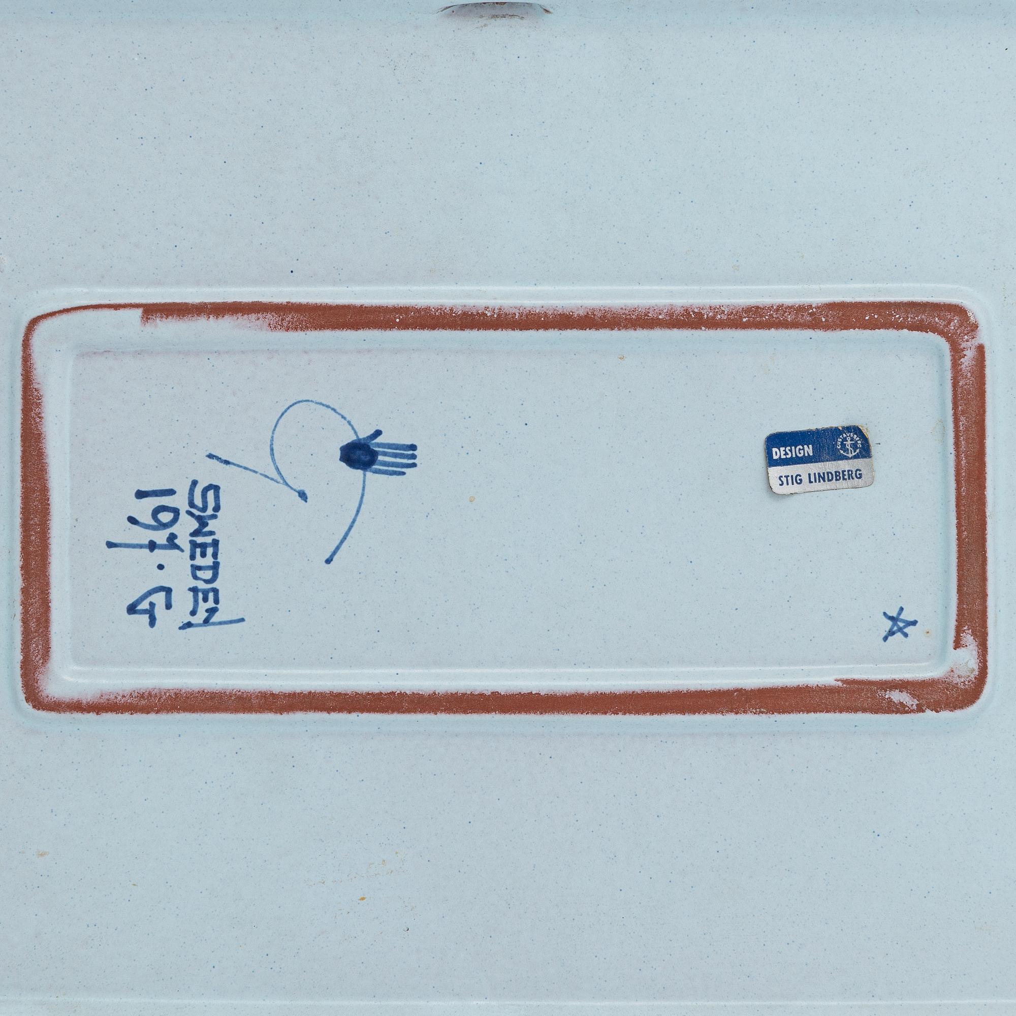 A faience dish 'Karneval' by Stig Lindberg, Gustavsberg, Sweden.