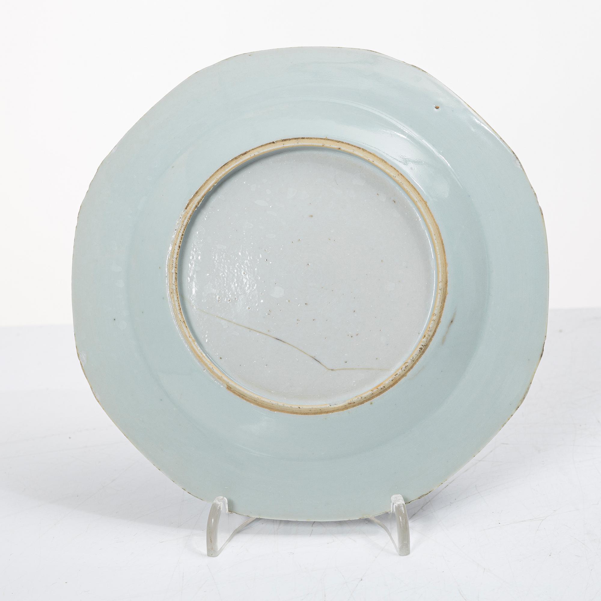 Tallrikar, 16 st, porslin, Kina, Qianlong (1736-95).