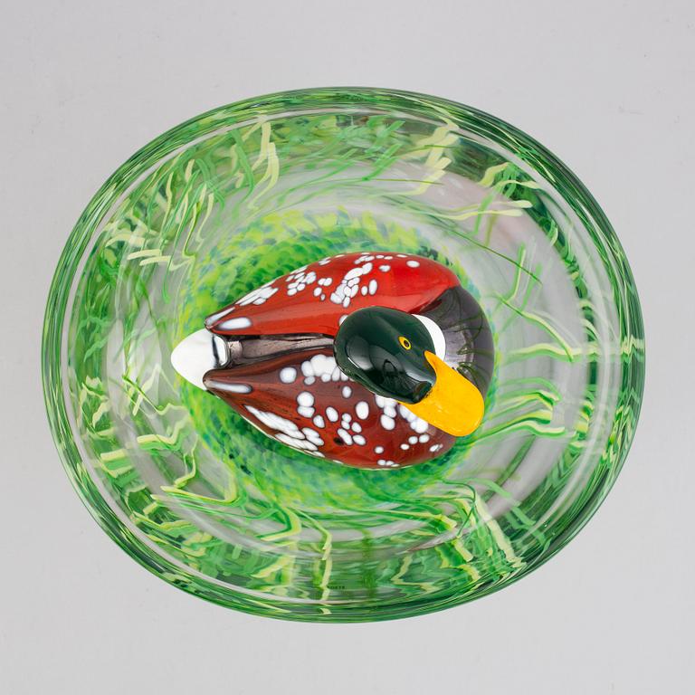 Ernst Billgren, skulptur, glas, "And i Vas", Kosta Boda, numrerad 15/30, signerad.