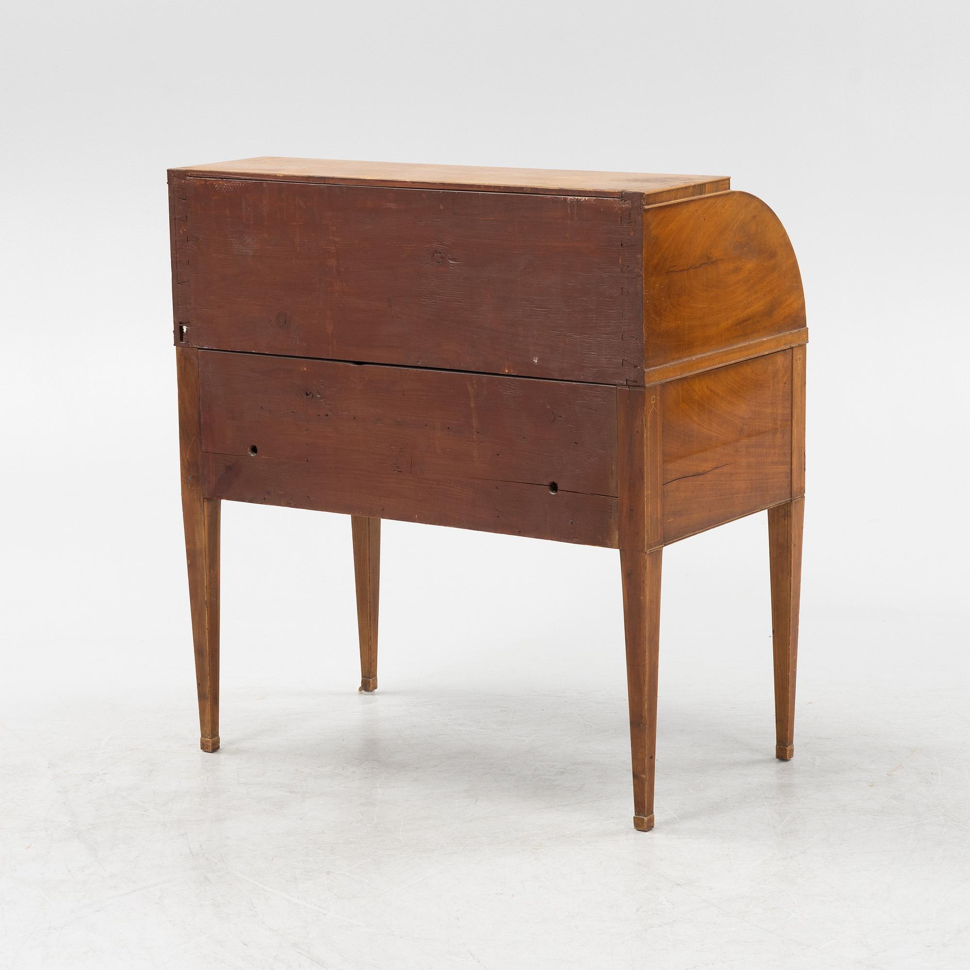 A Late Gustavian roll top desk, early 20th century.