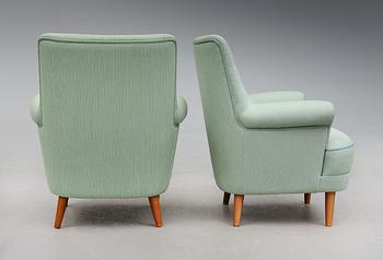 FÅTÖLJER, 1 par, "Hemmakväll", Carl Malmsten, O.H. Sjögren, Tranås, 1900-talets andra hälft.