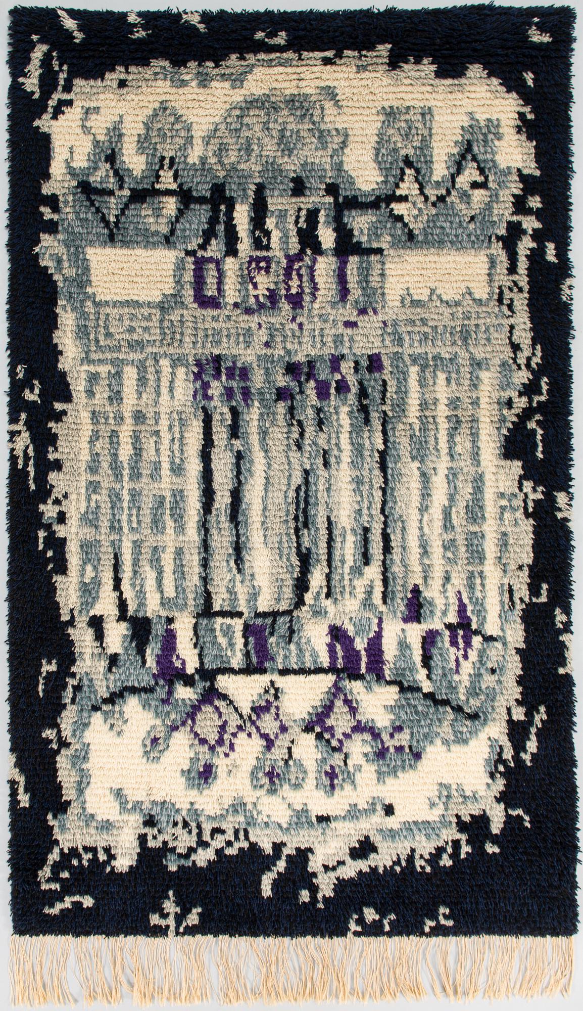 Tuula Ekoma,  a Finnish long pile Ryijy Rug, for Taidekutomo Laura Korpikaivo-Tamminen. 175 x 106 cm.