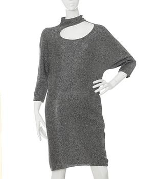 PACO RABANNE, a silver colored lurex dress.