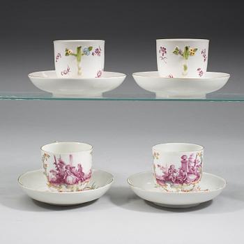 KOPPAR med FAT, porslin. Meissen, 1700-tal.