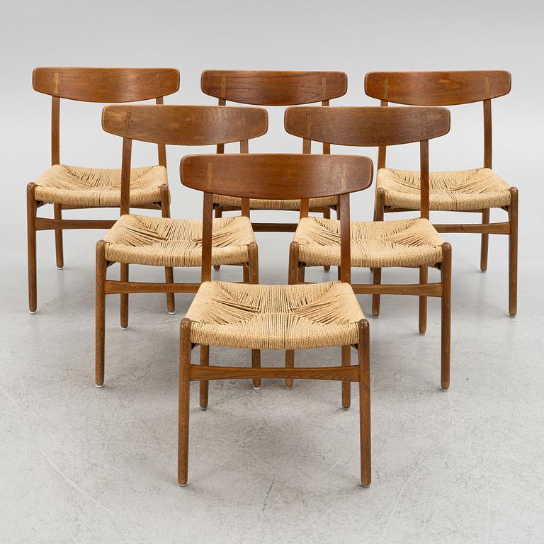 Hans J Wegner, stolar, 6 st, "Spisestolen", CH-23, Carl Hansen & Son, Odense Danmark, formgiven 1951.