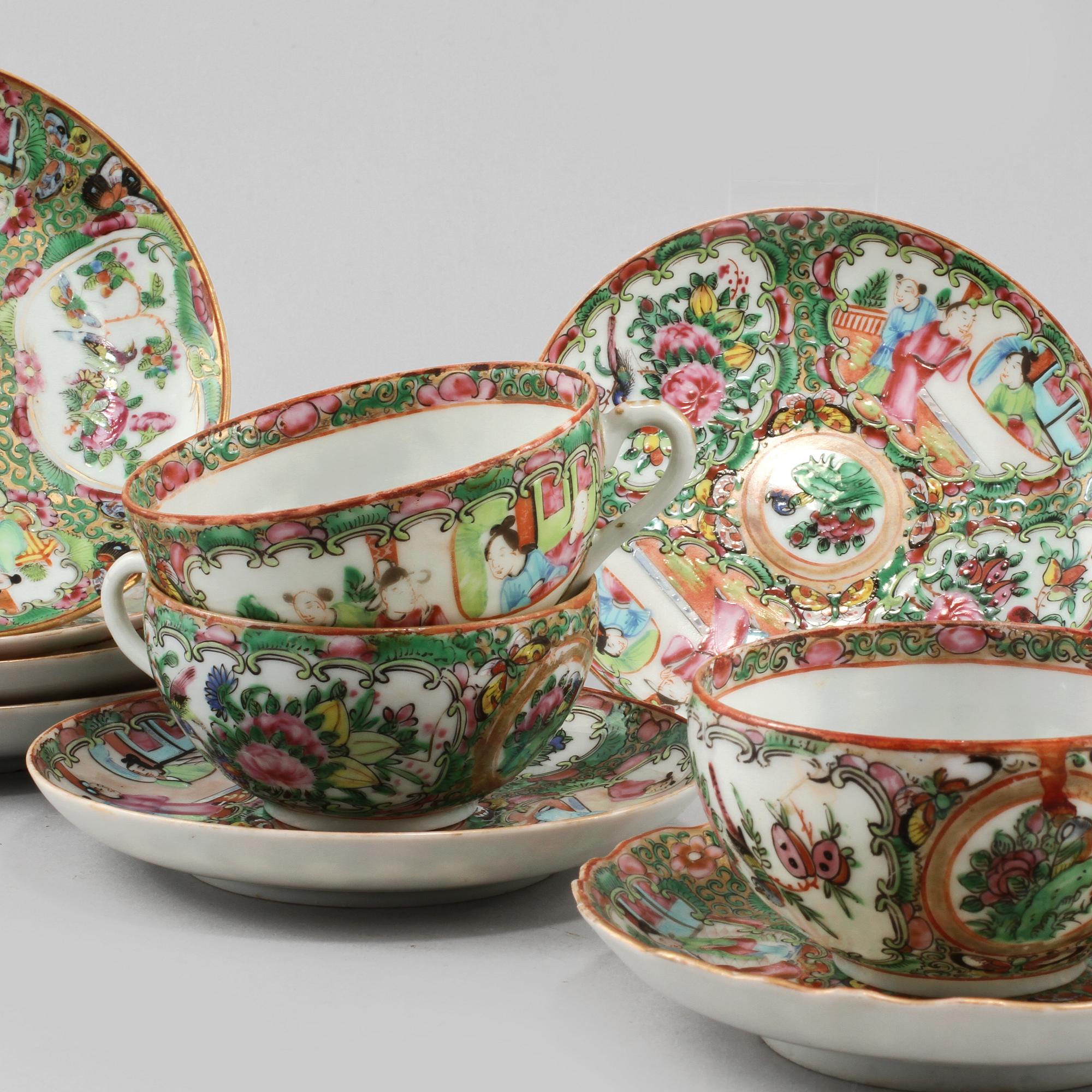 SERVISDELAR, 13 st, porslin, Kanton, Kina, 1800/1900-tal.