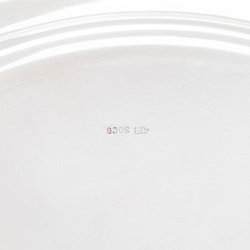 A 12-piece set of silver chargers, makers' marks of Hugo Grün, S.H. Jörgensen..., Denmark, around mid-20th century.