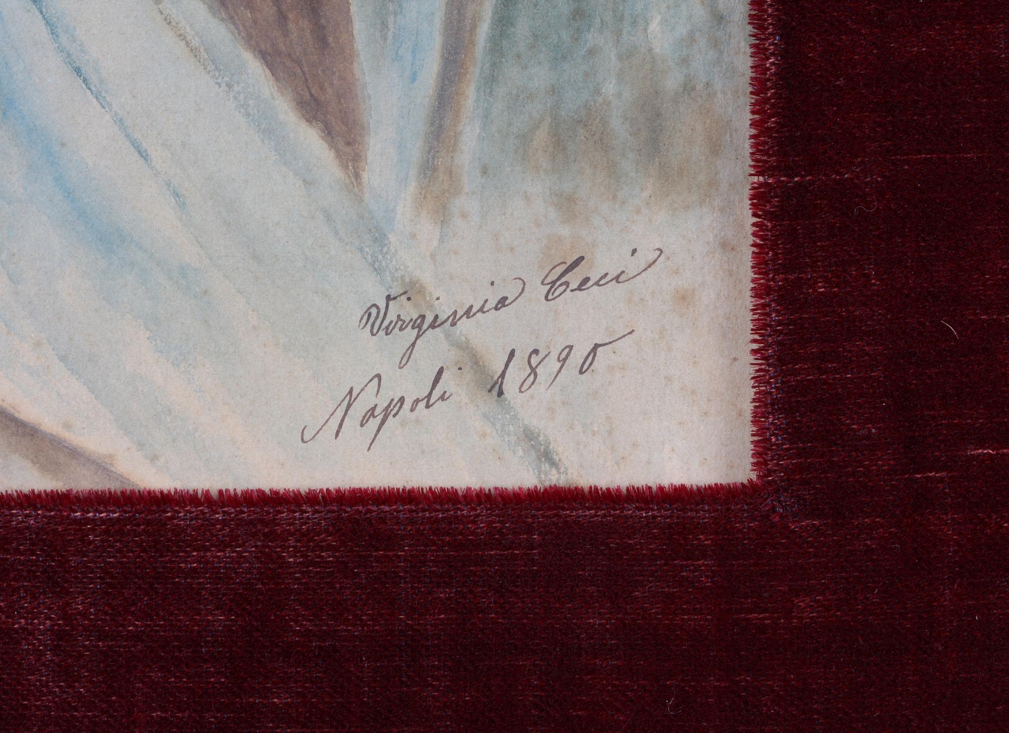 OKÄND KONSTNÄR, akvarell, sign Virginia Ceci, dat Napoli 1890.