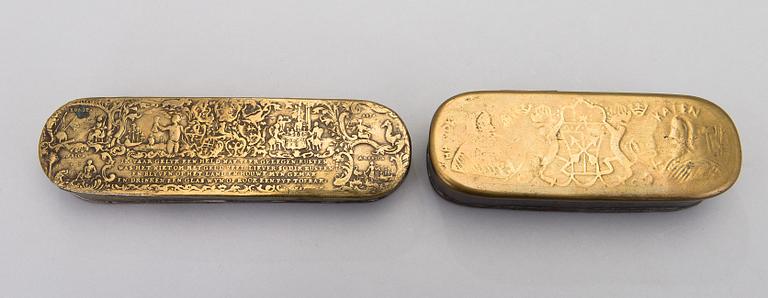 Ten 19th century snuff boxes, one from the 18th century. Sweden, Finland, Holland.