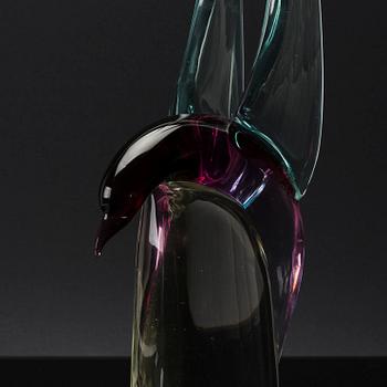 LIVIO SEGUSO, figurin, glas, signerad Murano 1900-talets andra hälft.