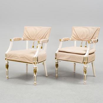 A PAIR OF ARMCHAIRS, gustavian style, mid 1900s.