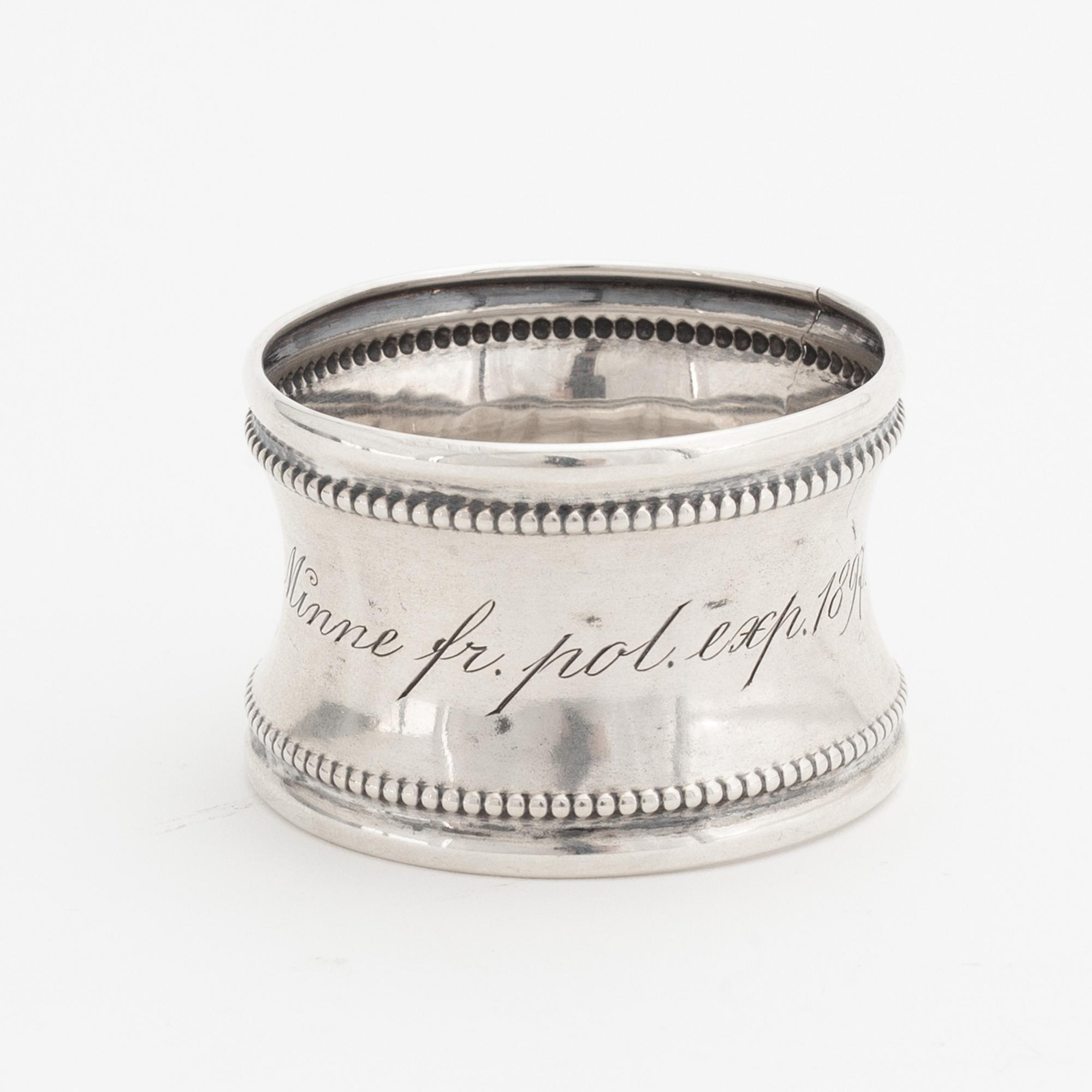 A silver napkin holder, given to Axel Stake for his contributions to S. A. Andrées arctic expedtions, late 19th Century.