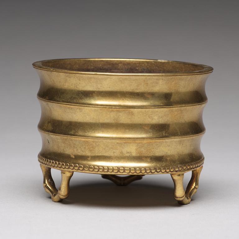 A bronze incense burner, Qing dynasty.