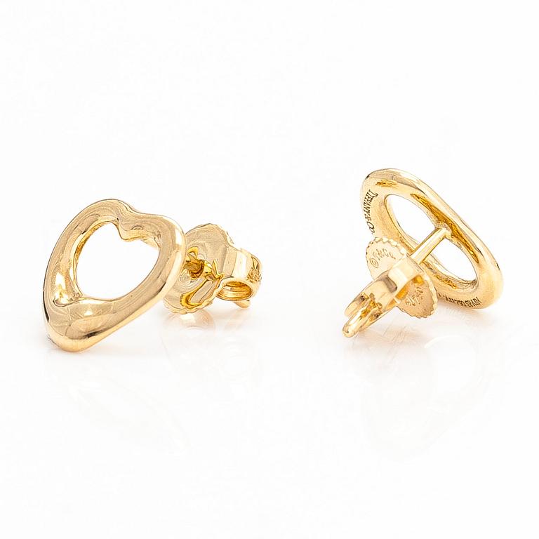Tiffany & Co, Elsa Peretti, a pair of 18K gold 'Open Heart' earrings.