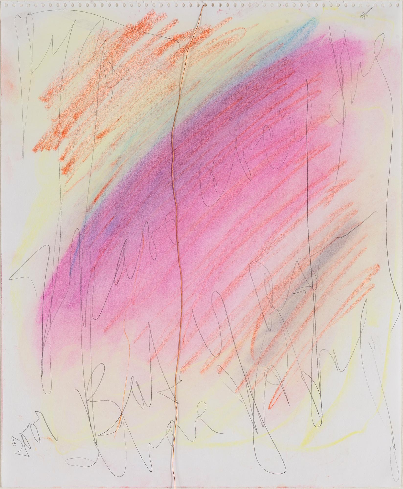 EDDIE FIGGE, pastel and assemblage, signed and dated 2001.