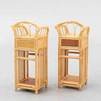 A pair of wicker bedside tables, late 20th century.