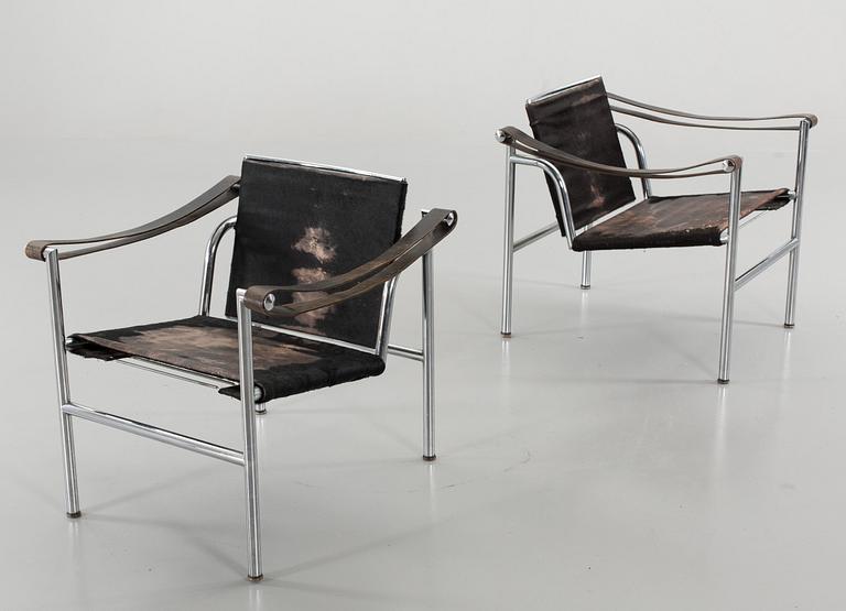 TWO LE CORBUSIER ARMCHAIRS "LC-1".