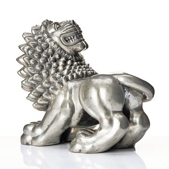 Anna Petrus, a pewter sculpture of a lion, Firma Svenskt Tenn, Stockholm, mid-20th century.