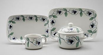 MATSERVIS, 44 del, porslin, "Sylvia", Sylvia Leuchovius, Rörstrand.