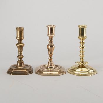 Three late baroque 18th century candlesticks.