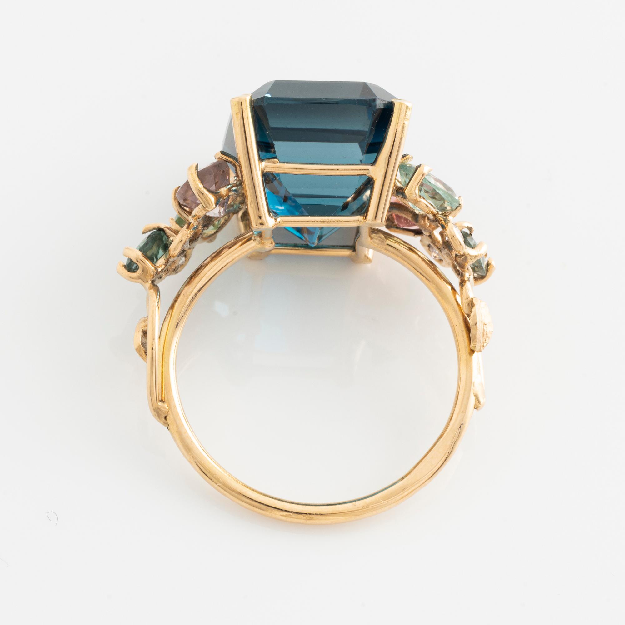 Ring, cocktail ring with topaz, amethysts, tourmalines, and brilliant-cut diamonds.