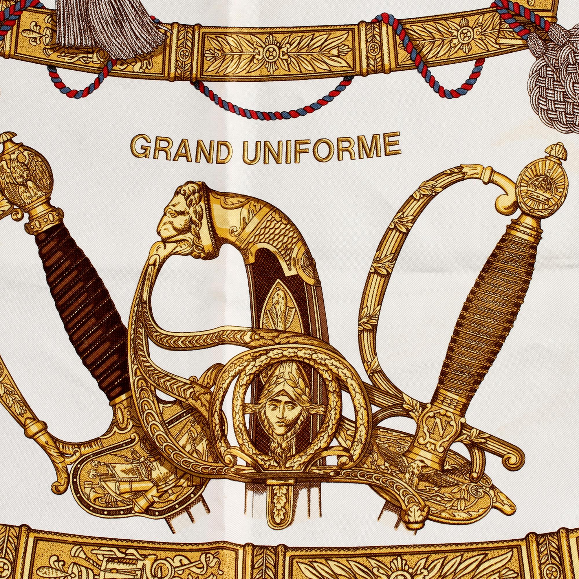 SCARF, siden, "Grand Uniforme", design Joachim Metz, Hermès, Paris, 1900-talets fjärde kvartal.
