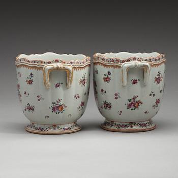 A pair of famille rose wine coolers, Qing dynasty, Qianlong (1736-95).